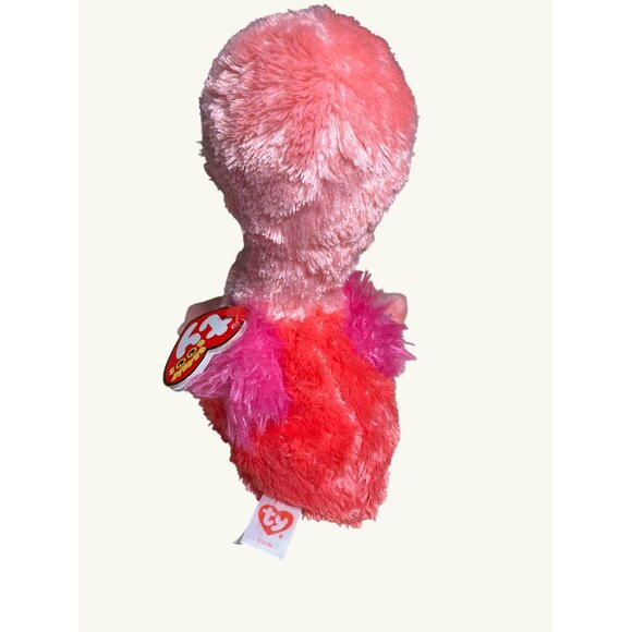 Ty Beanie Boo's Gilda Pink Flamingo 2018 Silk Plush Toy Blue Glitter Eyes - Picture 5 of 14